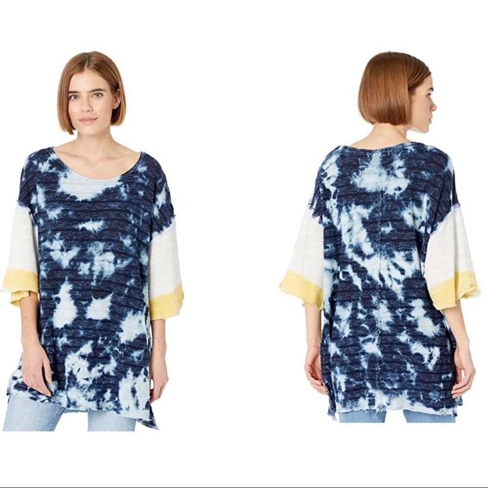 Free People Blue Blue Tee Indigo Combo Tie Dye - Size Small